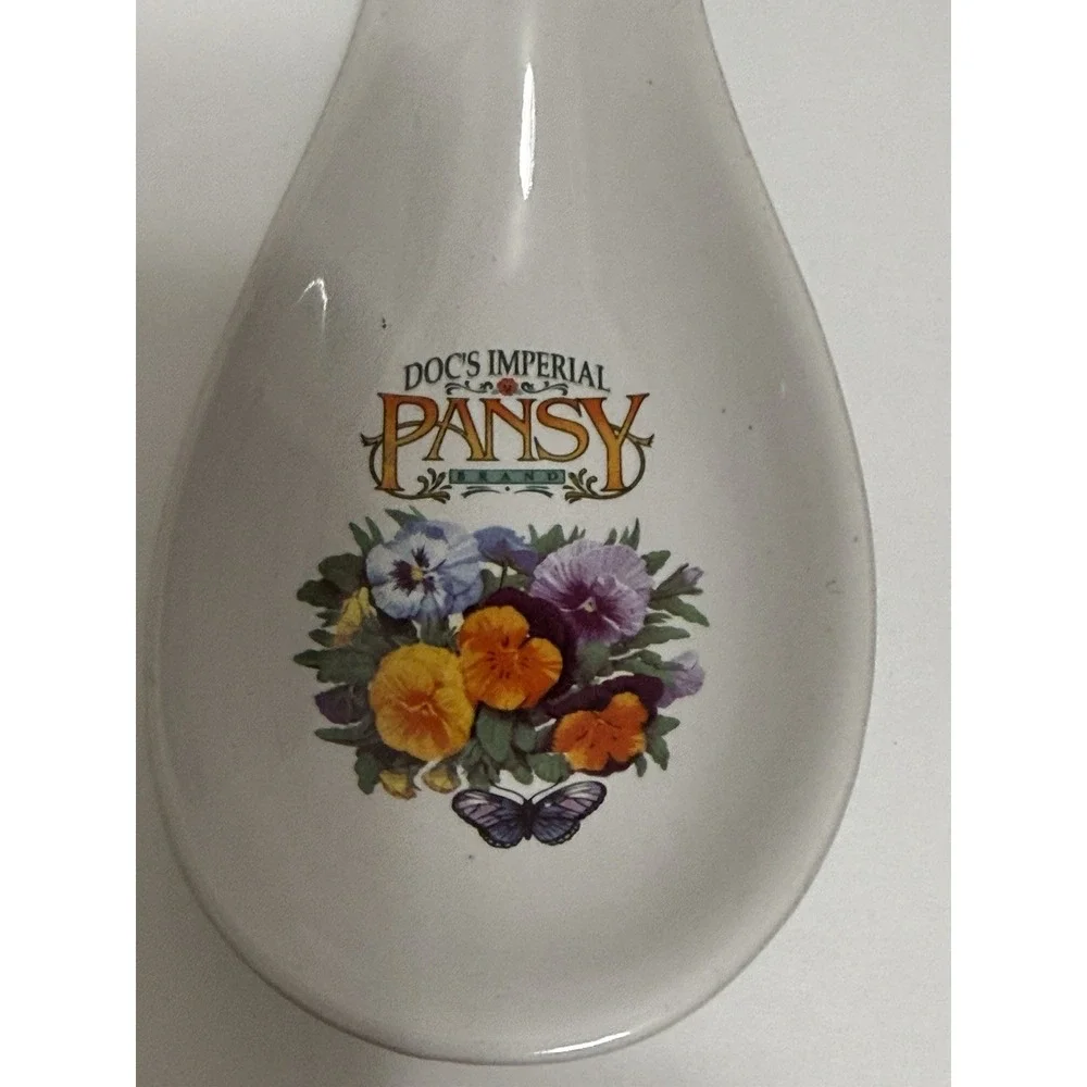 Vintage Doc's Imperial Pansy Brand Ceramic Spoon Rest / Wall Decor Cottagecore